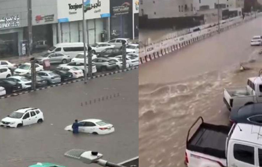 جدہ : 135 ملی میٹر بارش ،نظام زندگی درہم برہم، سڑکیں زیرِ آب