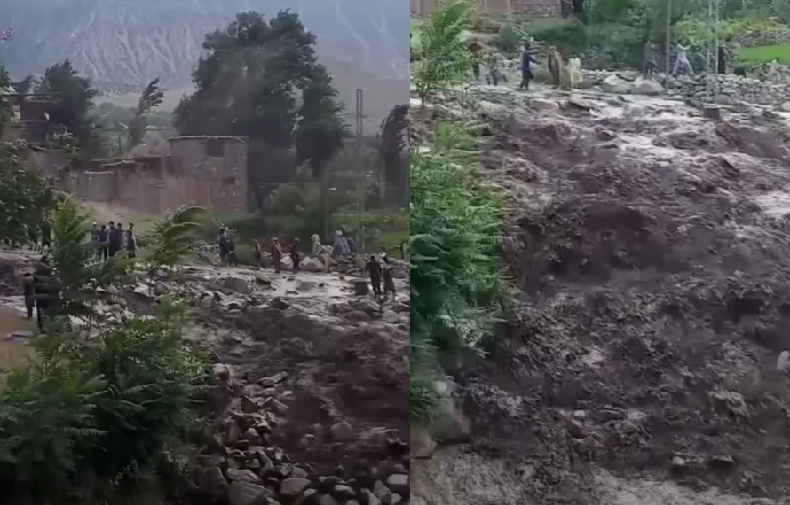 دیامر : سیلابی ریلے نے تباہی مچادی،متعدد مکان،رابطہ پل، واٹر چینلز بہہ گئے