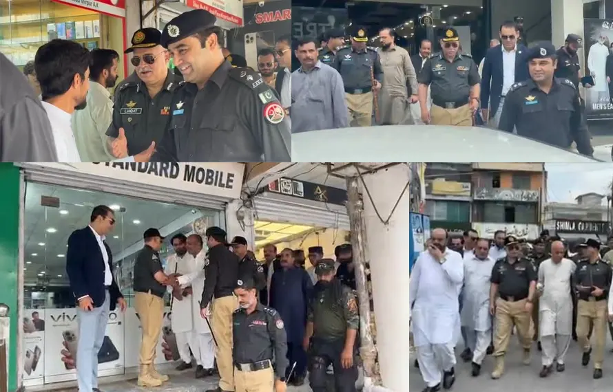 آئی جی پولیس آزاد کشمیر کا میرپور کا تفصیلی دورہ، میاں محمد روڈ سے چوک شہیداں تک پیدل مارچ