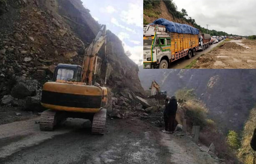 سرینگرجموں شاہراہ پر لینڈ سلائیڈنگ ، ٹریفک کا نظام معطل