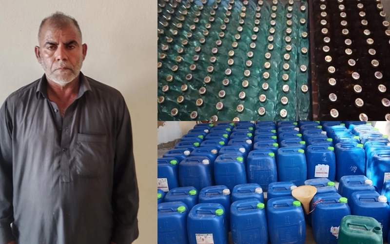 ڈڈیال: پولیس کا غیر قانونی شراب فیکٹری پر چھاپہ، 2100 لیٹر شراب ، 1400 بوتلیں برآمد