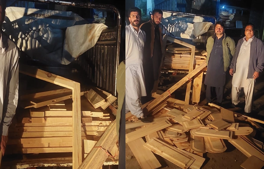 محکمہ جنگلات نے کائل کی لکڑی کی سمگلنگ ناکام بنا دی، گاڑی ضبط